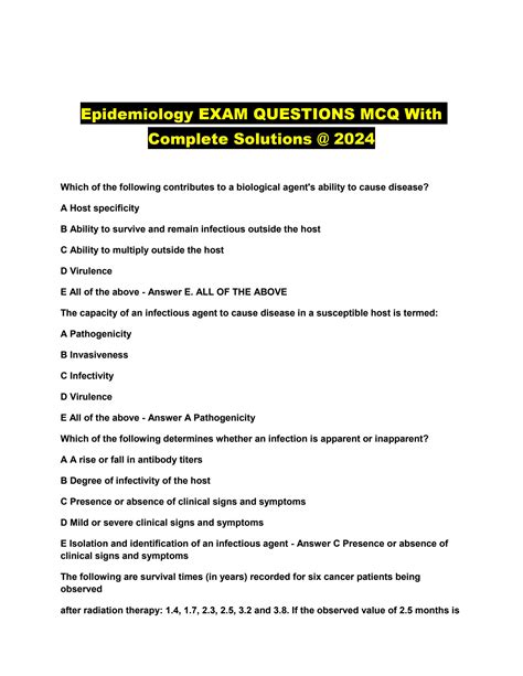 Image result for Epidemiology Study Design Exam Questions PDF