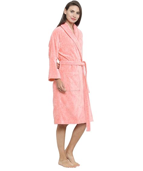 Soft Comfort Unisex Medium Bathrobe, Tender Peach| 300 GSM Cotton| She ...