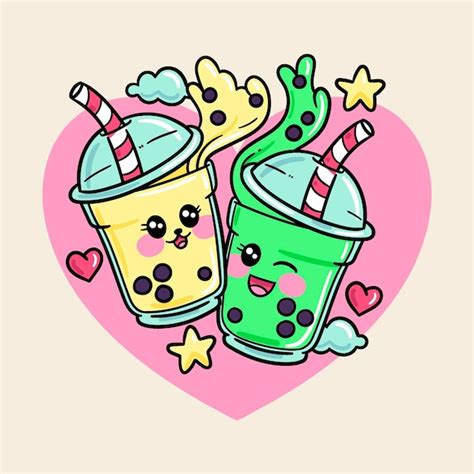 Premium Vector | Kawaii bubble tea illustration