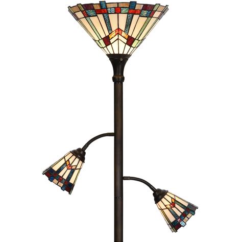 Bieye L10812 Mission Tiffany Style Stained Glass Floor Lamp for Reading ...