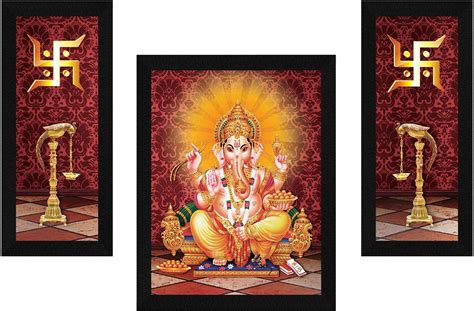 SAF paintings UV Textured Ganesh Modern Art Print Framed Painting Set ...