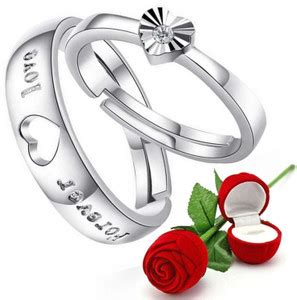 VIGHNRAJ JEWELS Rose Couple Ring Box With Rings. Brass, Alloy Cubic ...