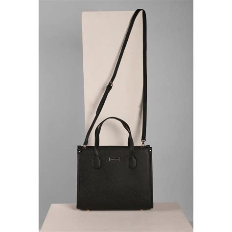 Buy Van Heusen Women Black Textured Casual Shoulder Bag with Detachable ...