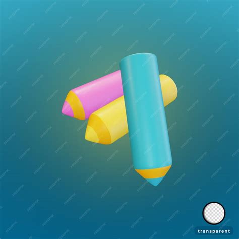 Crayon de trois couleurs de rendu 3D | PSD Premium
