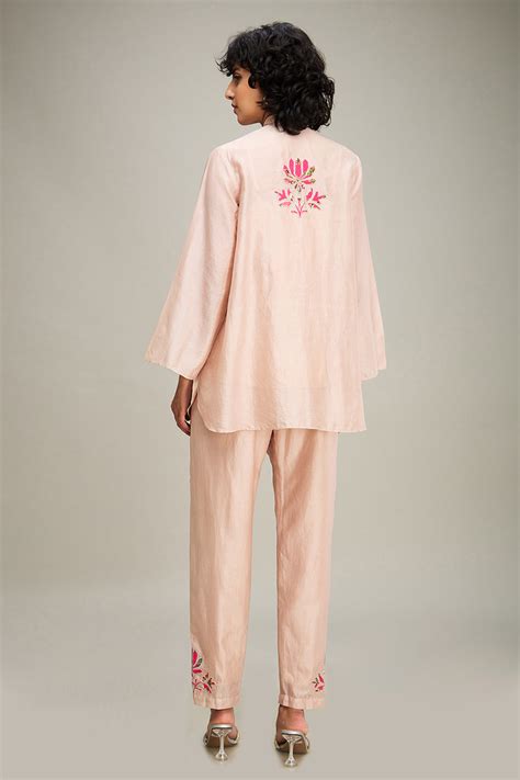 Light Pink Mehr Applique Co-Ord Set | Sougat Paul