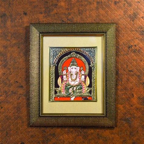 Buy Traditional Lord Ganesha Hand-Painted Tanjore Painting Online in ...