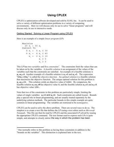 How to Program in Cplex 的图像结果