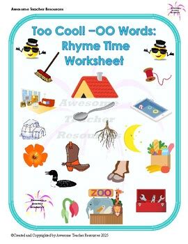 Too Cool! −OO Words: Rhyme Time Worksheet by Awesome Teacher Resources