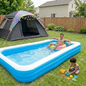 OUTO 10 Feet Rectangular Inflatable Pool Full-Sized Swimming Bathtub ...