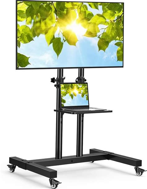 PERLESMITH Mobile TV Stand on Wheels for 32-75 Inch Flat/Curved Panel Screens TVs Height ...