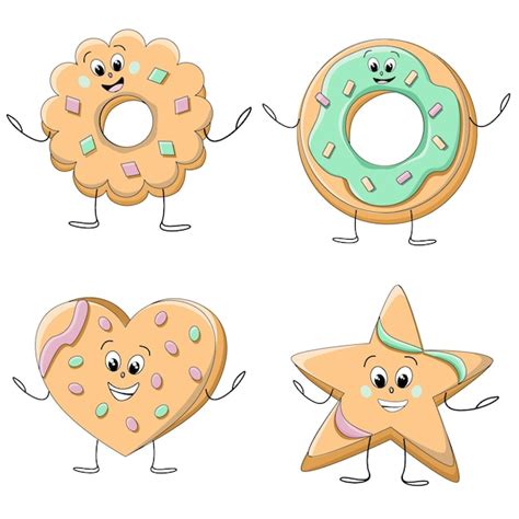 Ensemble de biscuits rigolos beignets coeur et formes d'étoiles ...