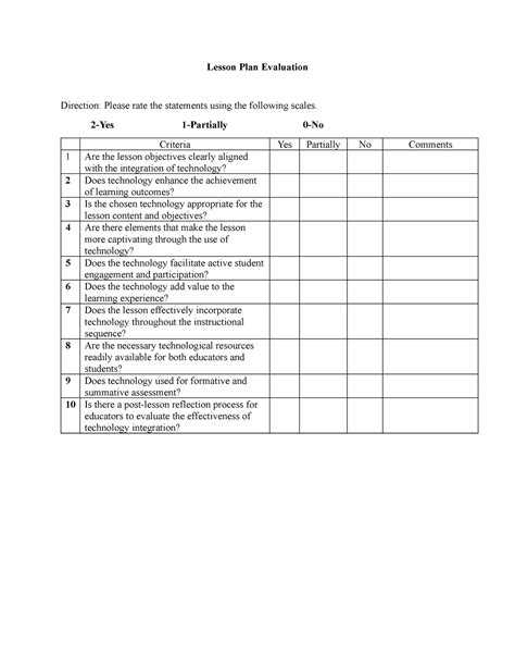 Image result for Evaluation in Lesson Plan Example