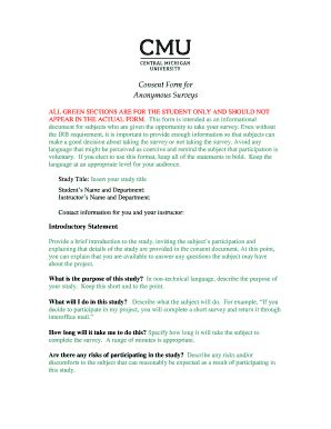 18 Printable consent form template for survey - Fillable Samples in PDF ...