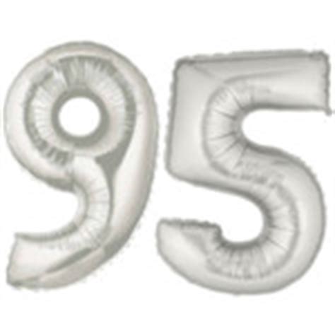 Large Silver Number 95 Balloons, Silver Number 95 Balloons
