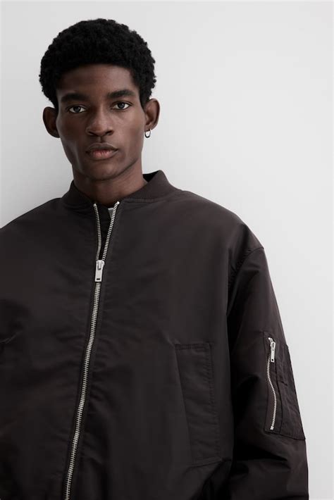 Nylon bomber jacket - Dark brown - Men | H&M IN