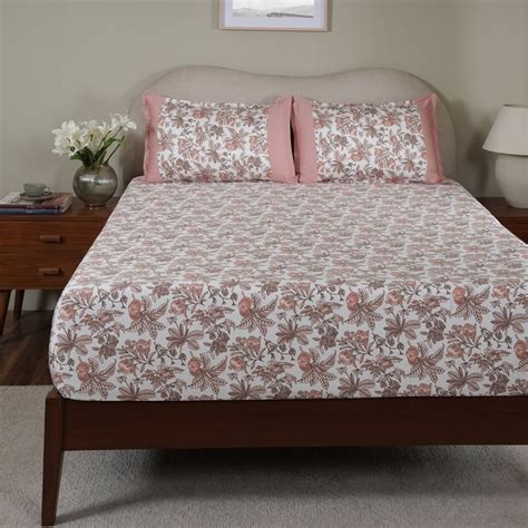 Buy MASPAR Sensory Bloom Cotton 200TC Printed 3Pcs King Fitted Bedsheet ...