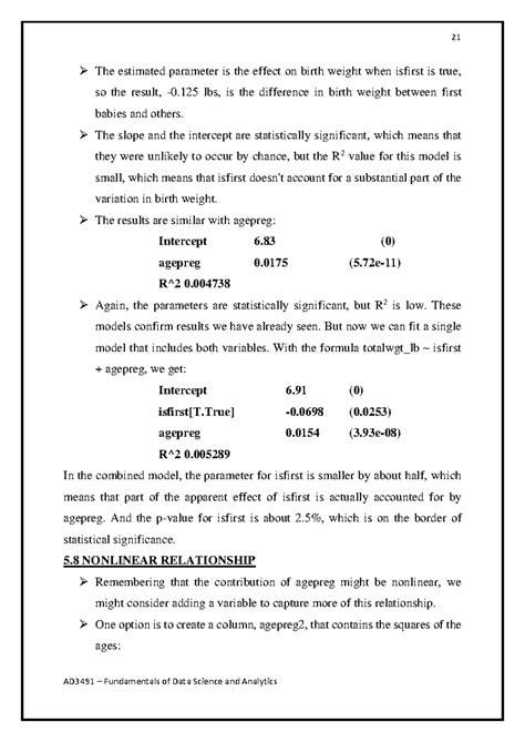 UNIT V 21 45 - The estimated parameter is the effect on birth weight ...