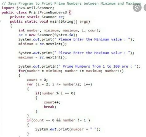 write a java program to print all prime number from X to Y (X and Y ...