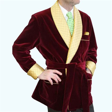 Buy Smoking Jacket Robe Men's Maroon Velvet Quilted Coat - Hussar Jackets