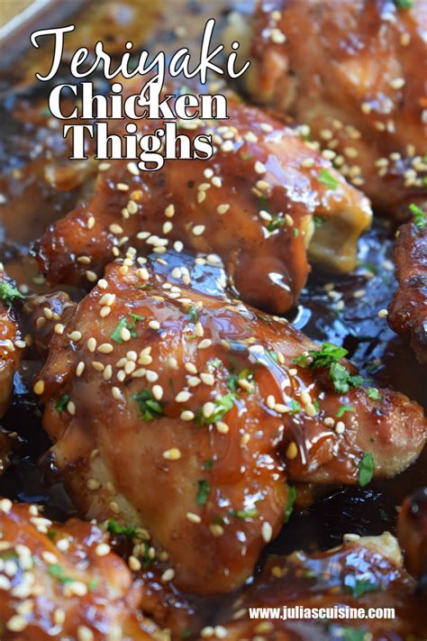 Oven Baked Teriyaki Chicken Thighs - Julia's Cuisine | Recipe | Baked ...