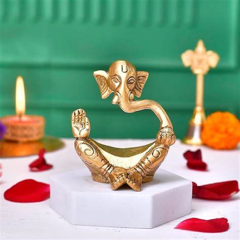 Buy CraftVatika Brass Ganesha Ganpati Idol Murti Statue for Home Dcor ...