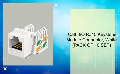 RIVER FOX® Cat6 I/O RJ45 Keystone Module Connector, White ((PACK OF 10 ...