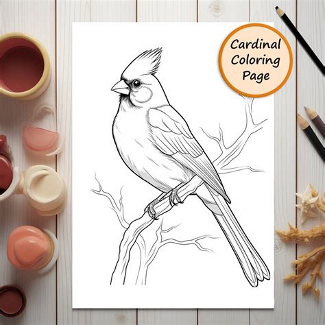 Cardinal, Bird, Coloring Page, Bird Portrait, Printable Coloring Page ...