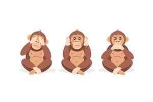 3 Monkeys Clipart