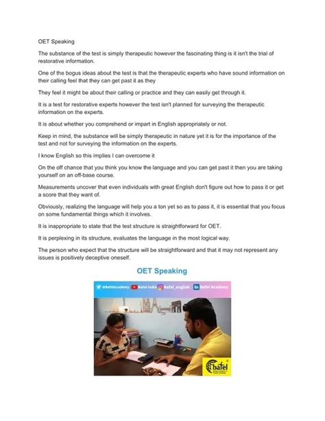 Image result for OET Speaking Example