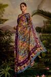 Buy Purple Lurex, Georgette Beads, Samandar Tropical Print Saree With ...