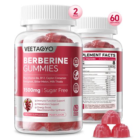 Buy VEETAGYO Berberine Supplement Gummies 1500mg,AMPK Activators with ...