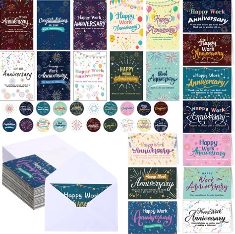 Amazon.com : Decorably 24 Pack 6x4in Happy Work Anniversary Cards for ...