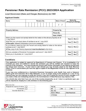 Fillable Online ECM1882756v4223-Fmx-014 Pensioner Rate Remission 2023/ ...