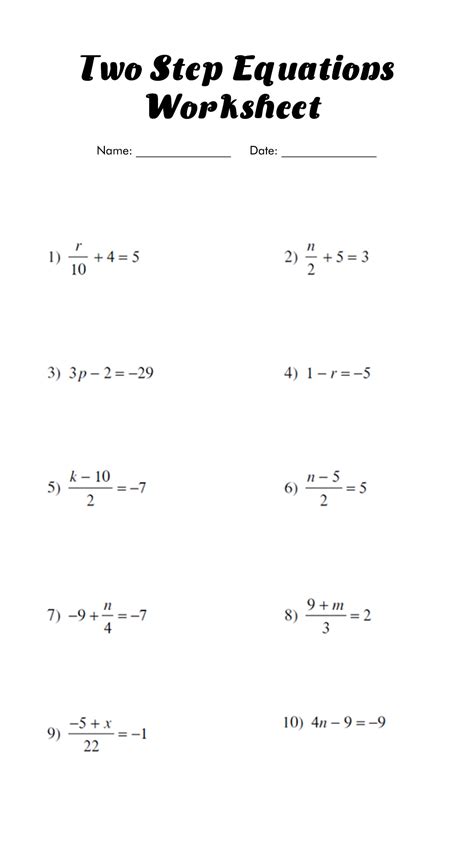 Image result for Solving Two-Step Equations Worksheet