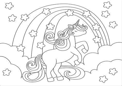 Unicorn and rainbow - Unicorn Coloring Pages