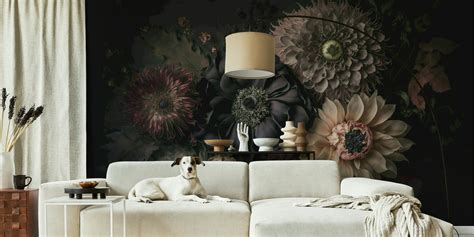 Dark Moody Flowers Wallpaper | happywall.com