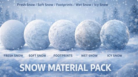 Realistic Snow Material Pack – 5 PBR Textures (4K) | Fab