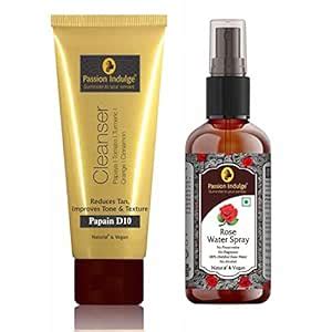 Passion Indulge Natural Papain D10 Cleanser & Rose Water For Makeup ...
