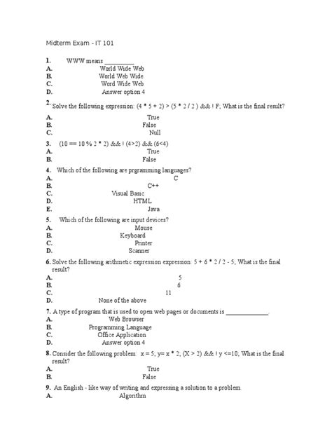 Image result for Computer Programming Chapter Mid Exam