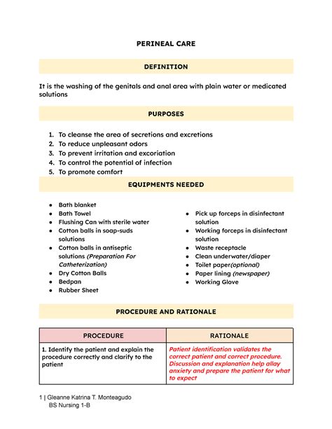 Funda RLE RD Perineal Care and Catheterization - PERINEAL CARE ...