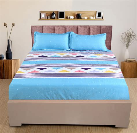 Buy Nendle Cotton 210TC Double Bedsheet Queen Size 78x60 Inches with ...