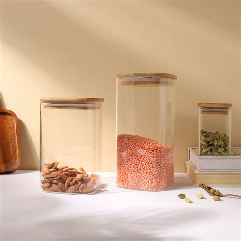 Vacuum Seal Glass Jar Set of 3 Online - Premium Airtight Jar | Nestasia