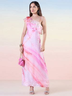 Buy Navyasa By Liva Pink Organza Digital Floral Printed Maxi Dress Online