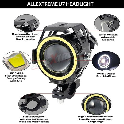 AllExtreme EXU7MW2 U7 Mini CREE LED Fog Light Work Lamp with Hi/Low ...