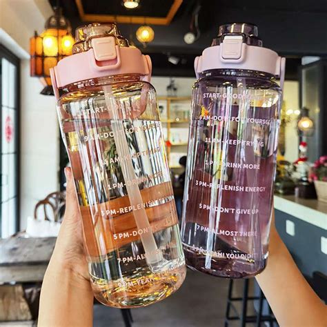 Pack of 1 Transparent Motivational leakproof BPA Free marker gym water ...