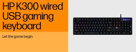 HP K300 Wired USB Standard Gaming Keyboard Compatible with Desktop ...