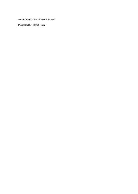 HYD 101: Hydroelectric Power Plant Overview and Components - Studocu