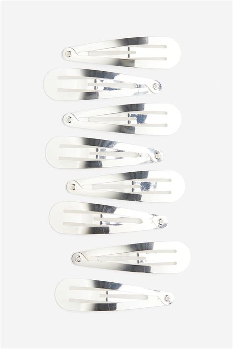 8-pack hair clips - Silver-coloured - Ladies | H&M IN