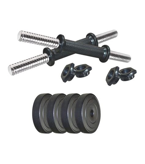 DSI PVC 20 kg Adjustable Dumbell Set Home Gym Exercise 5kg 4 Plates 2pc ...