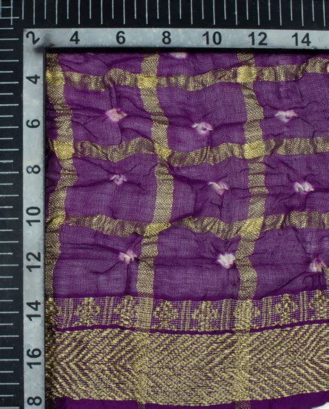 Grape Purple Kutchhi Bandhani Tie & Dye Cotton With Checks Zari Border ...